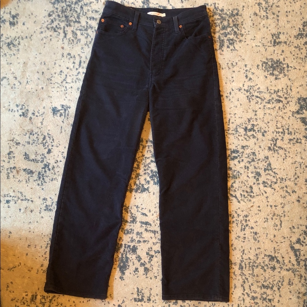 Levi Navy Corduroy Pants - Classic Straight Fit